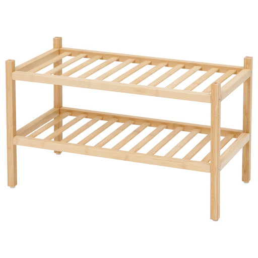 IKEA VASSKÄR bamboo shoe rack natural finish two-tier design front view 60cm wide #10542318