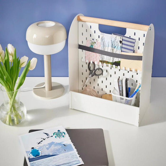 IKEA FJÄDERHARV Magazine file, white with Desk organiser, white, 33x21x43 cm (13x8 ¼x17 ")