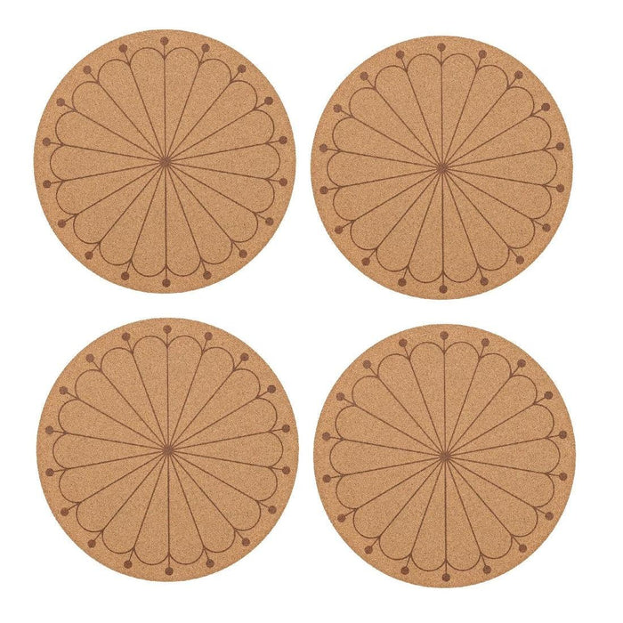 IKEA Dining Set with Serving Bowl, Side Plates, Cork Place Mats, and Paper Napkins, White, 10 Piece