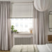  IKEA VECKLARFLY white venetian blind styled in bright contemporary room with natural light