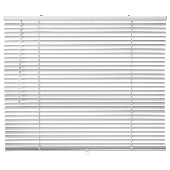 IKEA VECKLARFLY white aluminium venetian blind 140x155cm front view cord-safe design #30583708