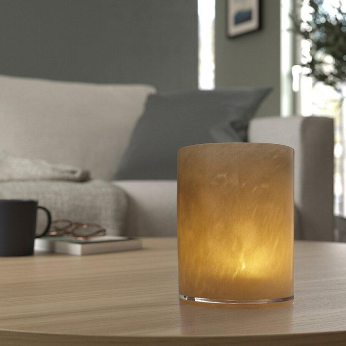 IKEA VINDSTILLA Candle holder, beige, 15 cm (6 ") with GLIMMA Unscented Candle , White , Pack of - 24
