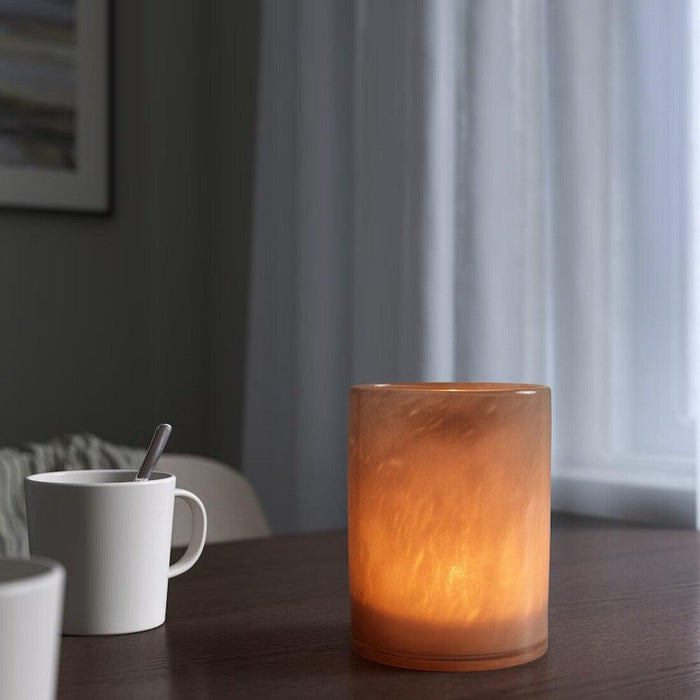 IKEA VINDSTILLA Candle holder, beige, 15 cm (6 ") with GLIMMA Unscented Candle , White , Pack of - 24