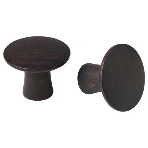 IKEA VINNÄSET brown round beech knob close-up smooth tinted lacquer finish