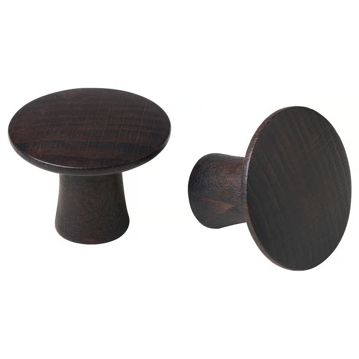IKEA VINNÄSET brown round beech knob close-up smooth tinted lacquer finish