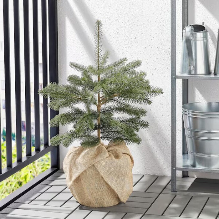 IKEA VINTERFINT Artificial potted plant, in/outdoor jute/Christmas tree green, 19 cm (7 ½ ")