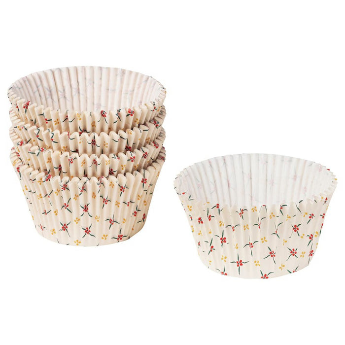 IKEA VINTERFINT Floral Beige Baking Cups - 65-Pack  