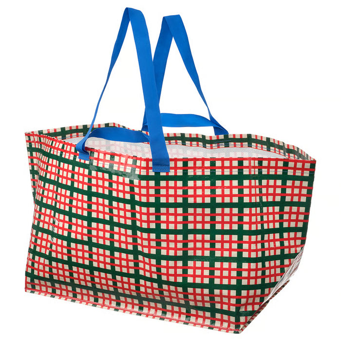  IKEA VINTERFINT large carrier bag multicolour check pattern red green blue 55x37x35cm 71L #80603959