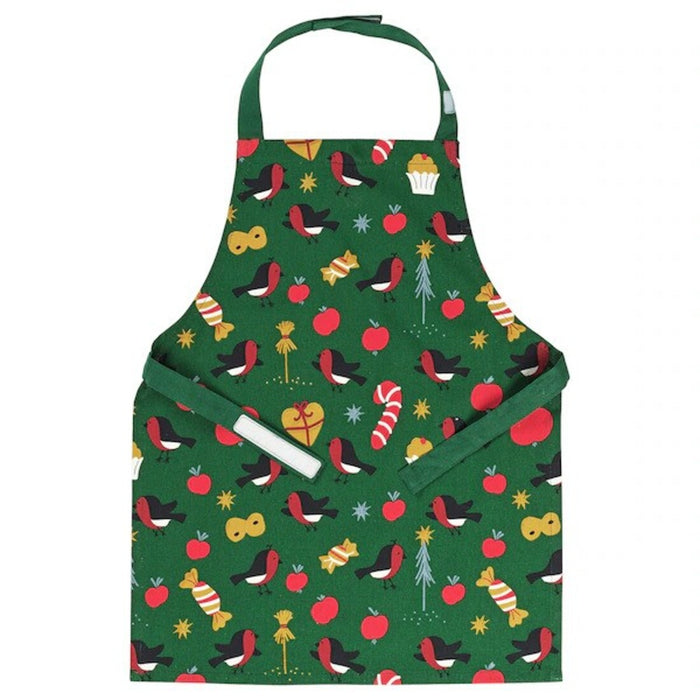 IKEA VINTERFINT Children's apron, bird pattern green, 4-7