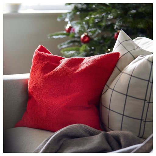 IKEA VINTERFINT Red Cushion Cover on a sofa, 50x50 cm 80553488