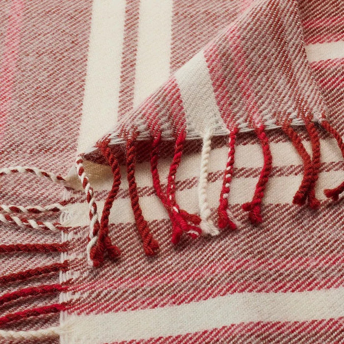 Close-up of IKEA VINTERFINT red throw, showcasing its soft fabric and vibrant color-