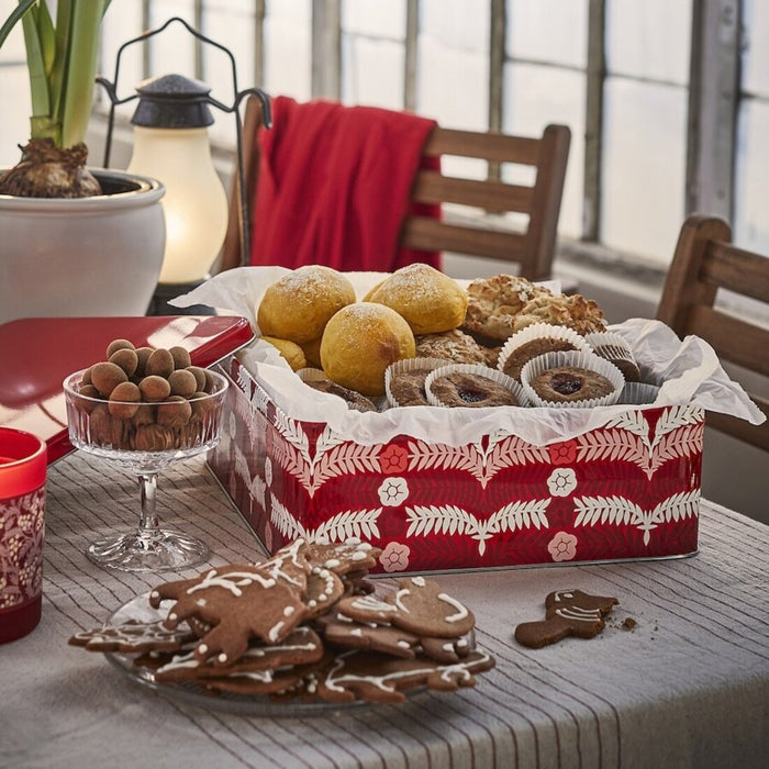 Digital Shoppy IKEA VINTERFINT Red Tin with Lid, ideal for storing holiday treats.  40580969