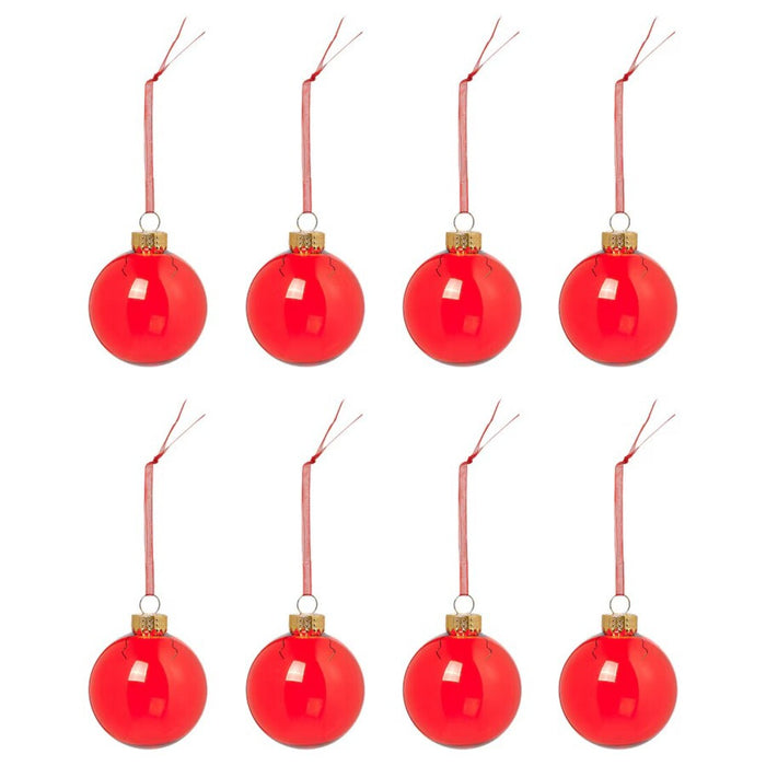 Elegant IKEA VINTERFINT tree ornament showcasing its vibrant red color and smooth glass texture.