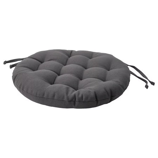 IKEA VIPPÄRT round dark grey chair pad with fabric ties, padded cushion #70612167