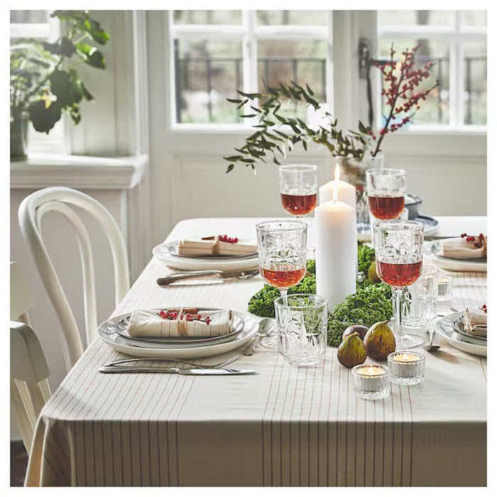 IKEA VIPPSTARR Tablecloth, stripe pattern red/natural, 150x150 cm (59x59 ")