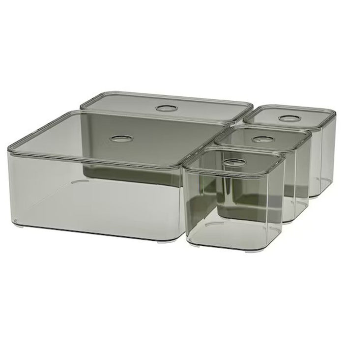 IKEA VISSLAÅN Box with lid, set of 5, grey