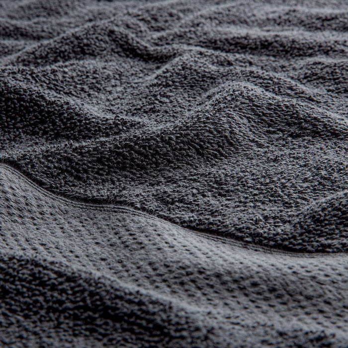 Close-up of IKEA VITBACKEN grey cotton bath towel showing soft, textured, absorbent surface