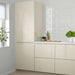 IKEA VOXTORP high-gloss light beige door side profile showing 2.1cm thickness and edge finish