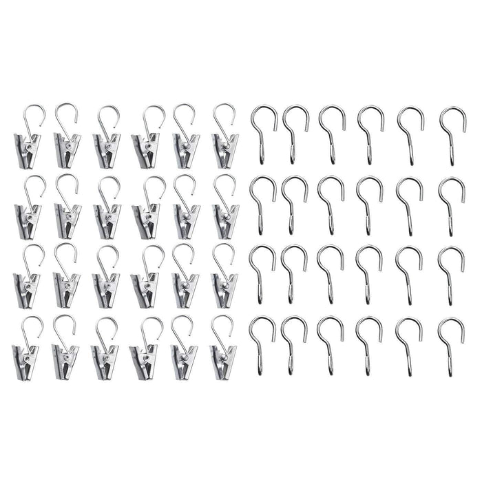 IKEA RIKTIG Curtain hook with clip, 24 pack with  SYRLIG Curtain ring with clip and hook, black, 25 mm