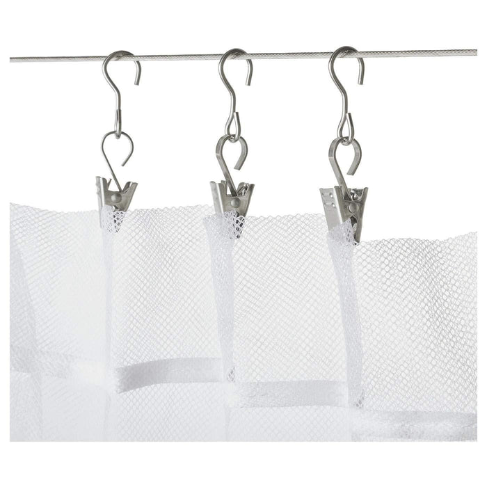 IKEA RIKTIG Curtain hook with clip, 24 pack with  SYRLIG Curtain ring with clip and hook, black, 25 mm