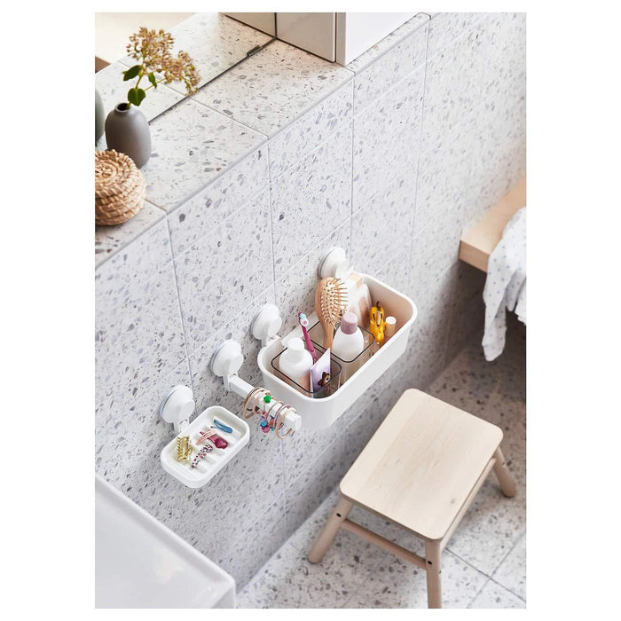 IKEA VINARN Washcloth, light yellow, 30x30 cm with EKOLN Soap dish, grey-green and  ENUDDEN Toilet Roll Holder with Suction Cup - White