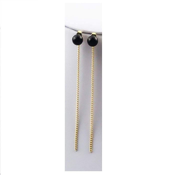 Digital Shoppy New Fashion Jewellery Golden Silver Plated Dangle Hanging Black Rhinestone Long Drop Earrings For Women--FREE SHIPPING - digitalshoppy.in