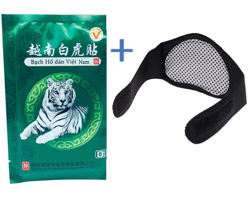 Digital Shoppy 8pcs White Tiger Balm Medical Plasters For Joint Pain Knee Pain Patches & 1 Pc Neck Protection Heating Belt--FREE SHIPPING - digitalshoppy.in
