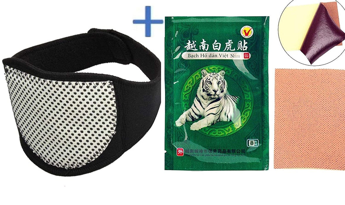 Digital Shoppy 8pcs White Tiger Balm Medical Plasters For Joint Pain Knee Pain Patches & 1 Pc Neck Protection Heating Belt--FREE SHIPPING - digitalshoppy.in