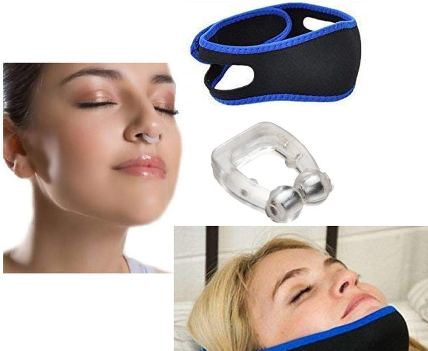 A person wearing an Anti-Snoring Chin Strap while sleeping.