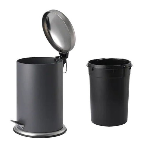 An easy-to-use and practical plastic pedal bin from IKEA, featuring a removable inner bucket for effortless cleaning.