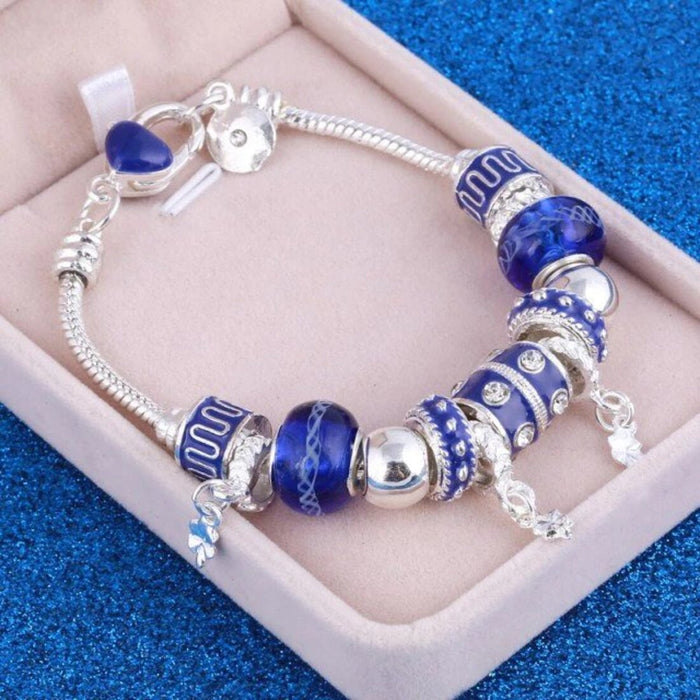 Digital Shoppy Bracelets & Bangles for Women Murano Beads Silver color Bracelet