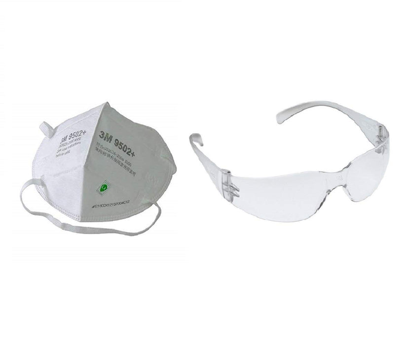 Digital Shoppy 3M KN95 9502+ Mask Anti-dust Anti pollution Masks Standard Mask Haze Riding Protective Masks and 3M 11850 Virtua IN Unisex Protective Eyewear Goggles - digitalshoppy.in