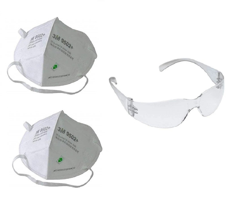 Digital Shoppy 3M KN95 9502+ Mask Anti-dust Anti pollution Masks Standard Mask Haze Riding Protective Masks and 3M 11850 Virtua IN Unisex Protective Eyewear Goggles - digitalshoppy.in