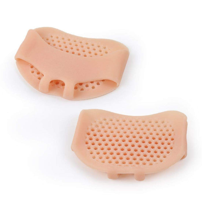 Close-up of non-slip, cushioned forefoot pads designed to fit onto high heel shoes.