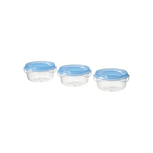 Round plastic food container from IKEA with a lid, perfect for storing food items securely-30444944