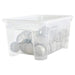 A clear storage container with a snap-on lid made of durable materials from IKEA, perfect for organizing your home.