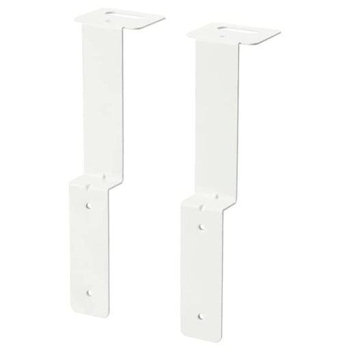 White connector for IKEA wardrobe with metal brackets and screws.