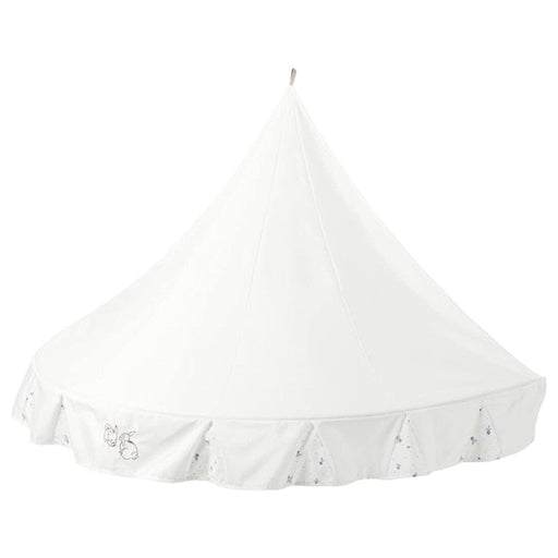 Digital Shoppy IKEA Bed Canopy, Rabbit Pattern, A white bed canopy with a rabbit pattern hanging above a bed  40440224