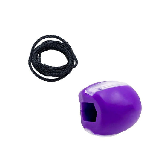 A before-and-after photo of a person who has used the jawline exerciser to define their jawline.