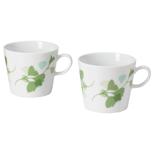  IKEA Mug, leaf patterned white/green, 33 cl (11 oz) (Pack of 2 )-Ikea mugs, ikea tea cups, ikea ceramic cup, coffee mugs online, Kitchenware & tableware Coffee & tea, Mugs & cups, digital shoppy,40483459