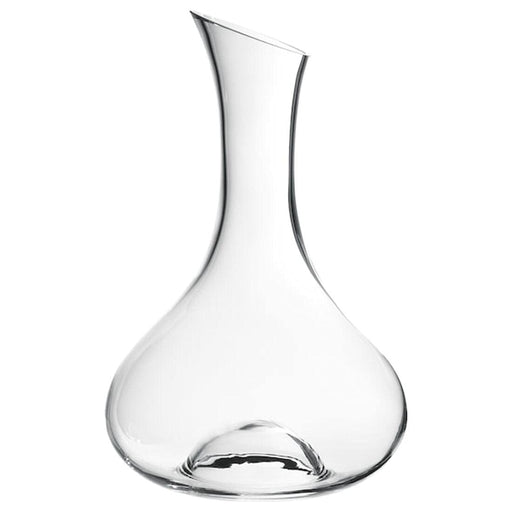 A clear glass carafe with a sleek and modern design, perfect for serving water or other beverages.