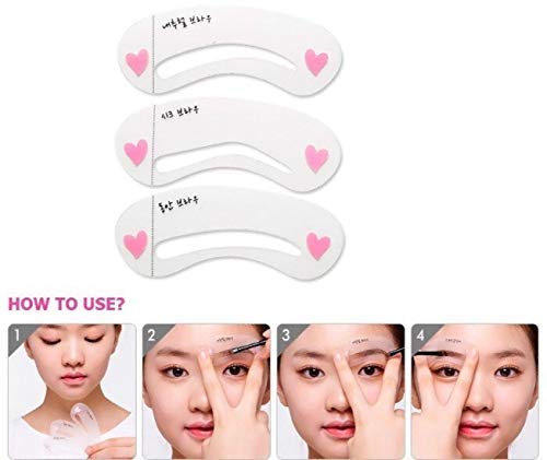 Digital Shoppy Magic Eye Brow Class Drawing Guide Eyebrow Stencil Cards set of 3 And Eyebrow Razors - 3pieces