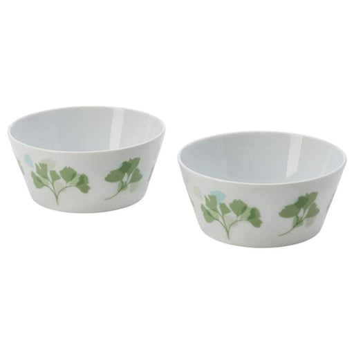 Digital Shoppy IKEA Bowl, Leaf Patterned White/Green,13 cm (5 ") , ceramic-bowls-stoneware-bowl-rounded-sides-with-lids-digital-shoppy-00483456