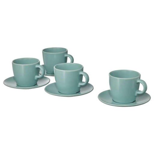 Set of four stoneware cups with matching saucers from IKEA10481819