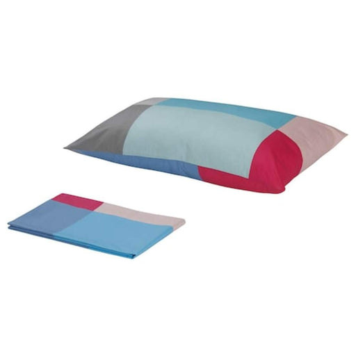Multicolor cotton flat sheet and pillowcase set from IKEA 90427593