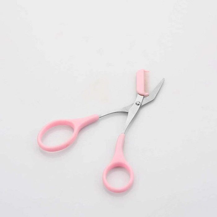 Digital Shoppy  Pink Eyebrow Scissors With Comb Lady Woman Men Hair Removal