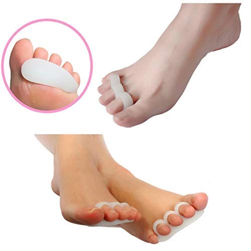 Innovative solution for foot pain relief and realigned toes with a 3-hole toe separator foot care tool.