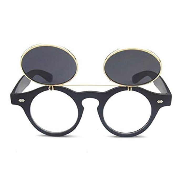 Digital Shoppy Steampunk Goth Goggles Glasses Girls Boys Retro Flip Up Round Sunglasses for Student DR1072