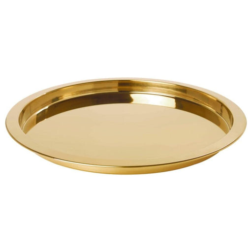 A round serving tray with a metallic gold finish from Ikea, featuring a minimalist design and a durable construction.38 cm (15 ") 50350114