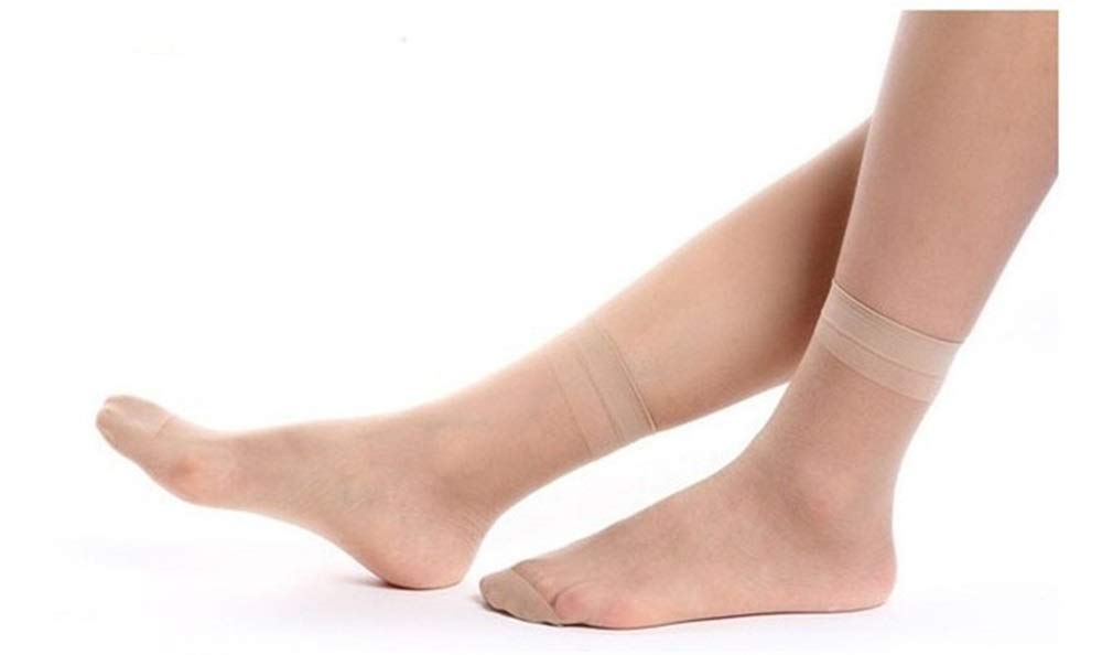 Digital Shoppy Women Light Beige Rayon Thin Silk Transparent Socks 5 pair ankle Length Socks